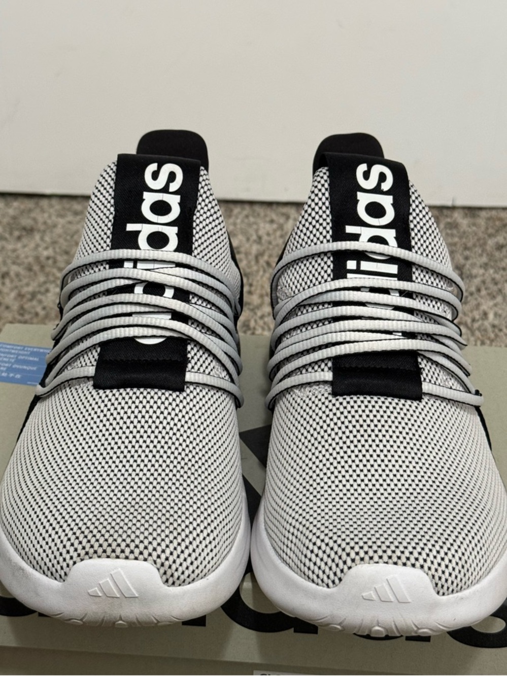 adidas White and Black Mesh Lite Racer Adapt 7.0 Sneakers